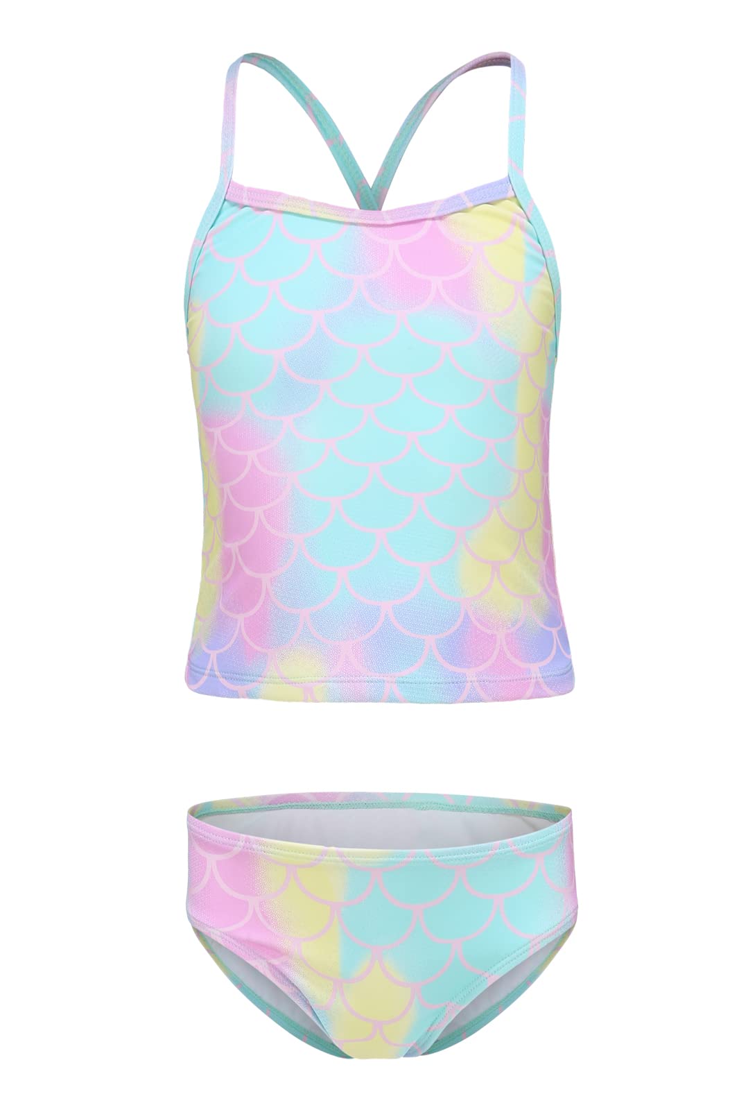 Girls Two Piece Tankini Swimsuits Hawaiian Ruffle Bathing Suit Summer Beach Swimwear Set