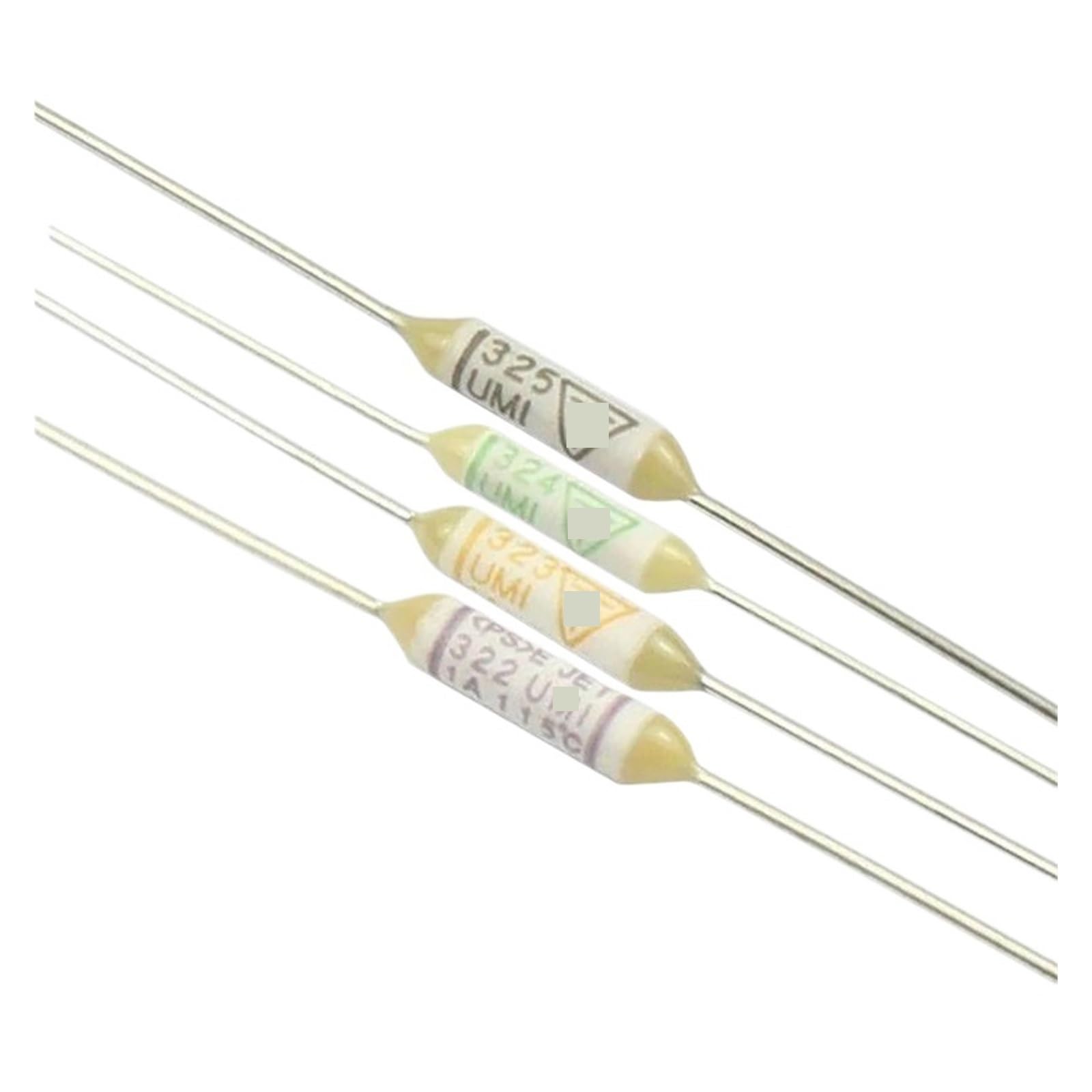 MEIFUUDWPJG 100Pcs 322 323 324 325 UMI Thermal Cutoff Fuse TF 1A 250V 115 130 133 150 Degree(323 UMI 130 Degree)