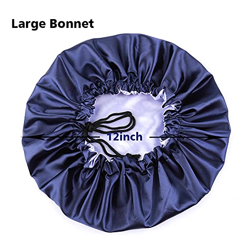 Image of Stain Bonnet Silk Sleep Cap Adjustable Satin Cap for Night Sleeping Hair Bonnet Reversible Double Layer