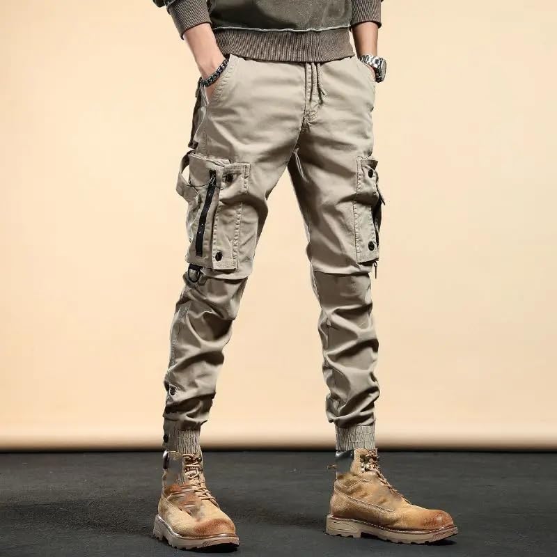 Men's Casual Drawstring Cotton Trousers Cargo Pants3