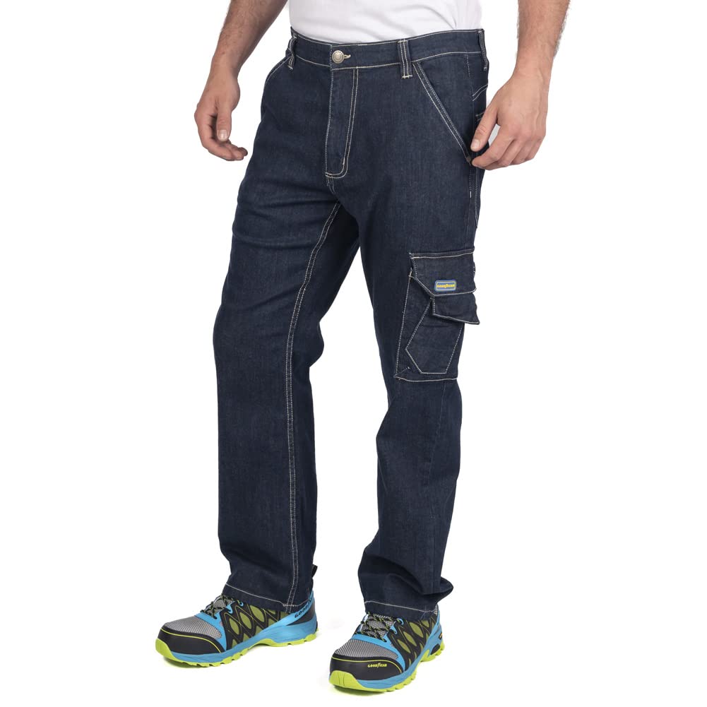Goodyear Workwear GYPNT030 Mens Carpenter Multi Pocket Stretch Denim Work Jeans,Navy,40W / 31L