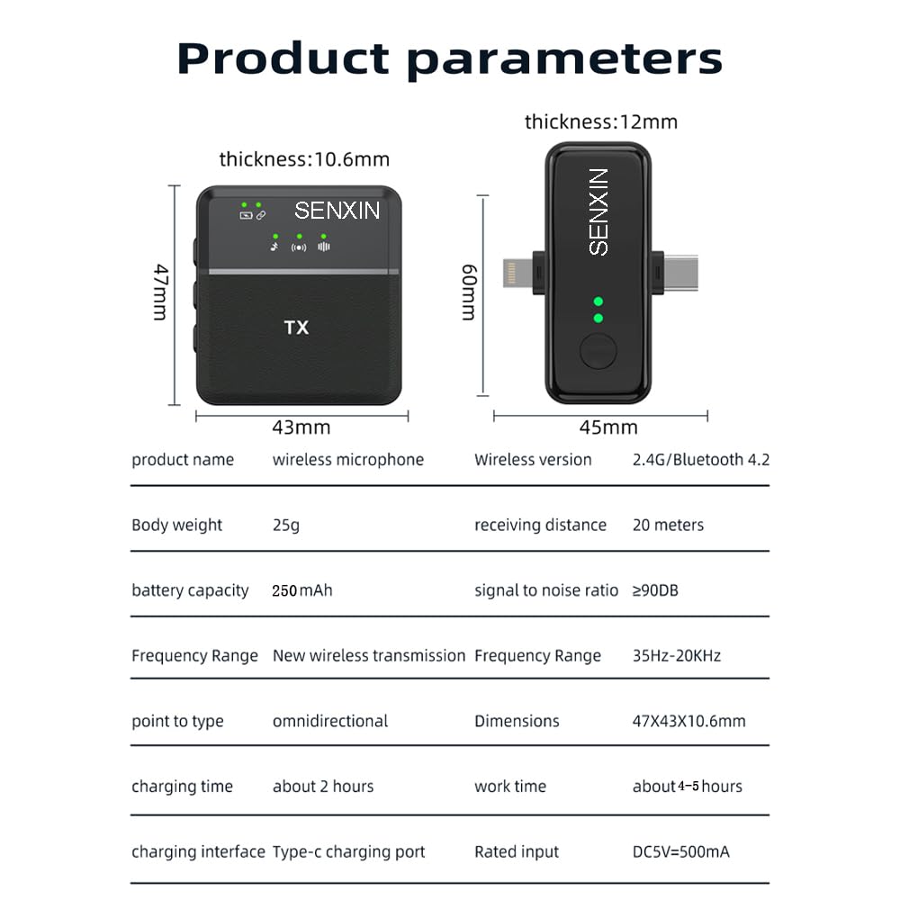 Amazon.com: SENXIN 3 in 1 Square Wireless Lavalier Microphones for