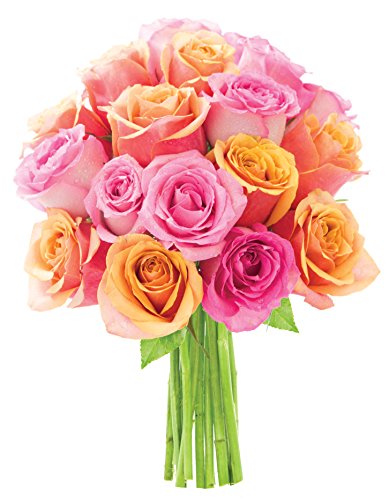 KaBloom-18 Orange&amp;Pink Rose Bouquet, Flowers for Valentine, Mother's Day