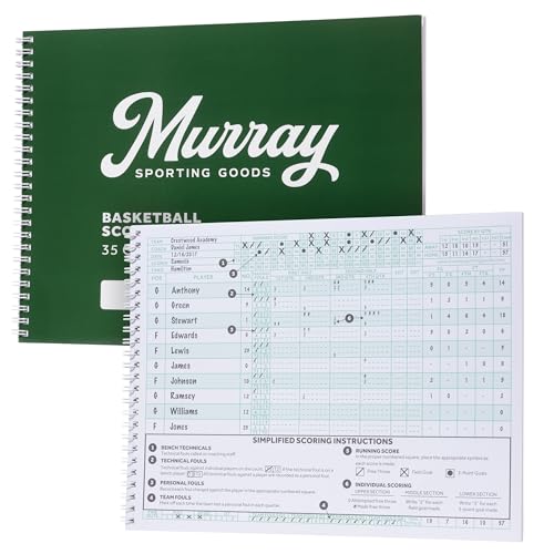 Murray Sporting Goods Classic Basketball Scorebook - 35 Games Green Score Keeper Book | Stat Tracker...