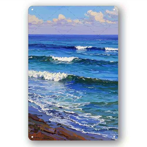 FJMMKOL Retro Aluminum Tin Sign Laguna Beach Wall Poster