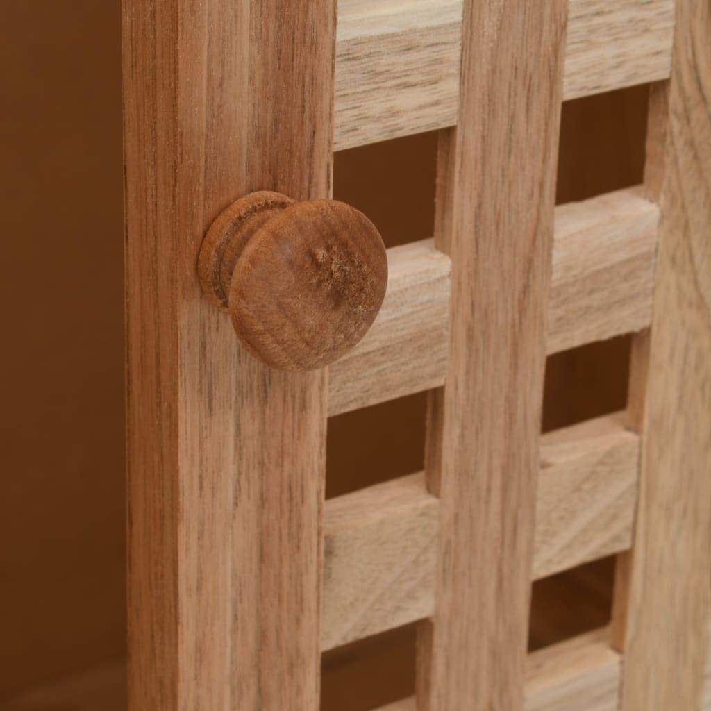 Mobile sottolavabo con specchio in legno massello di noce e compensato, mobile da bagno con due ante a griglia, ampio scomparto e ripiano per asciugamani e prodotti igienici