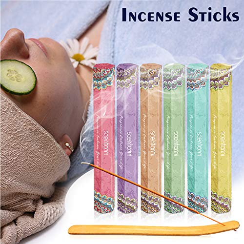 Incense Sticks, Scented Incense Sticks Gift Set, Valentines Day Gifts Variety Pack 120 Sticks With A Holder, Lavender, Vanilla, Rainforest, Coconut Grove, Amber, Sandalwood #TOP7