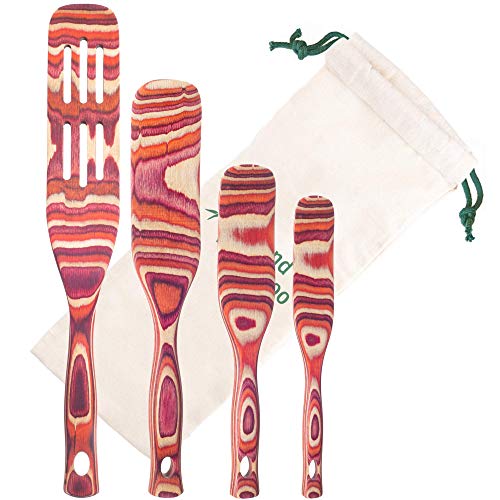 Island Bamboo Pakkawood 4-Piece Utensil Set with Gift Bag - 13â€ Spurtle, 11