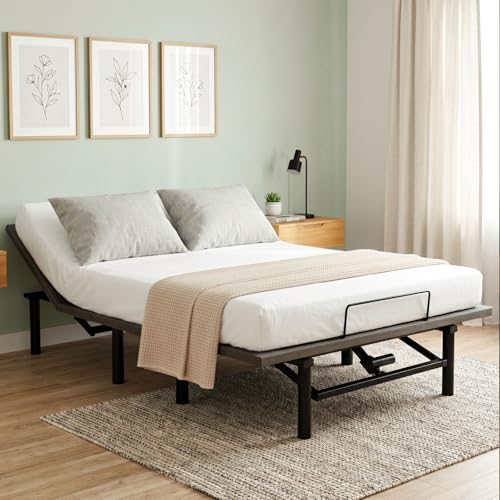 Image of Adjustable Bed Frame Full Size with Remote & USB Ports, Zero Gravity | Electric Beds Bases, Quiet motor, Heavy Duty Metal Frame, Nightlight, 3-Fold Foldable Design, Easy Assembly Power Bed Frame