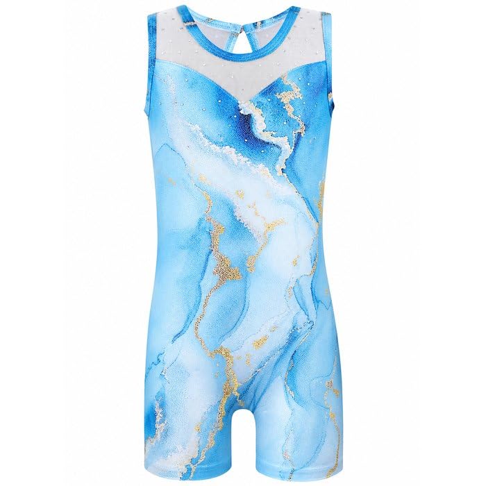 Image of HOZIY Leotards for Girls Gymnastics Kids Children Biketard Snowflake Ribbon Blue Purple Hot Pink Sparkle