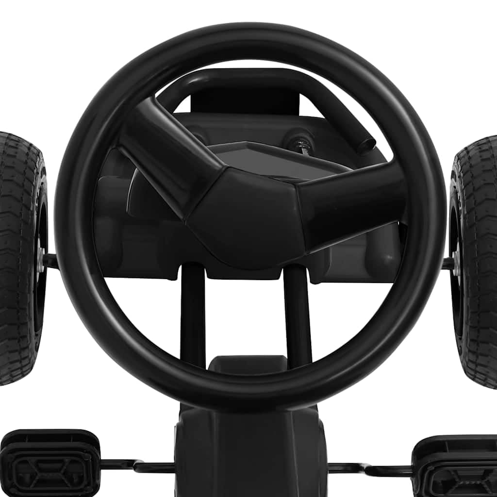 Pedal Go-Kart mit Luftreifen Schwarz, Tretfahrzeug Kinderfahrzeug aus Eisen und Kunststoff, 90 x 50 x 51 cm, Handbremsen, für 3 bis 6 Jahre, 30 kg
