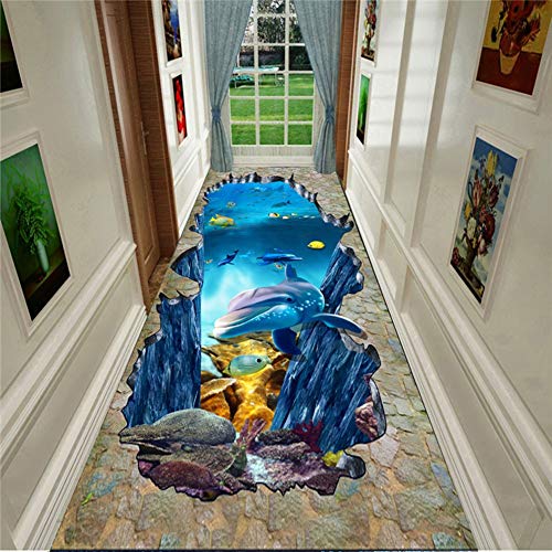 Tapis de couloir 3D et moquette d'entrée rectangulaire découpable doux pour maison