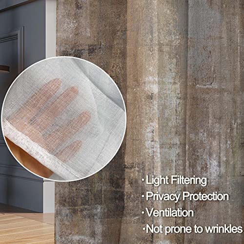 Mcalk Brown Kitchen Sheer Curtain Tiers And Valances Set Of 3Pc - Artistic And Fashionable Decor For Abstract Kitchen Windows #TOP1