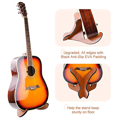 Binken Acoustic Guitar Stands,Universal Acoustic Guitar Stand Wooden Guitar Rack with Guitar Picks,Portable Detachable Guitar Holder for Musical String Instrument and Acoustic Classical Bass Guitars