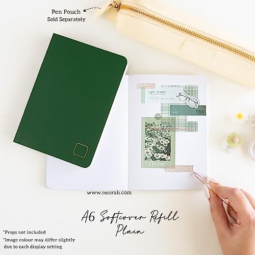Image of NEORAH - A6 Notebook SOFT COVER | Journal REFILL | Unruled Notebook Journal | 110 GSM | 160 pages (Size 14.8 cm x 10.5 cm) Planner Journaling Writing Note Taking Diary-DARK GREEN