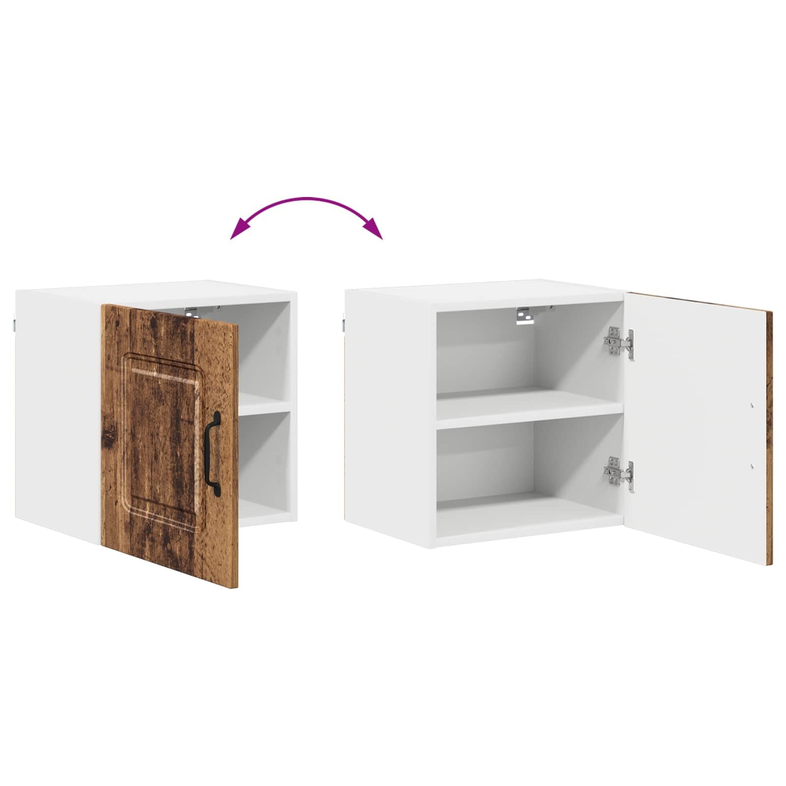 Geschirrspülerfront Kalmar Altholz aus Holzwerkstoff, 40 x 31 x 40 cm, Küchen-Wandschrank mit 2 Regalen, 1 Tür, Stauraum für Küchenzubehör, innen für Moderne Küchen