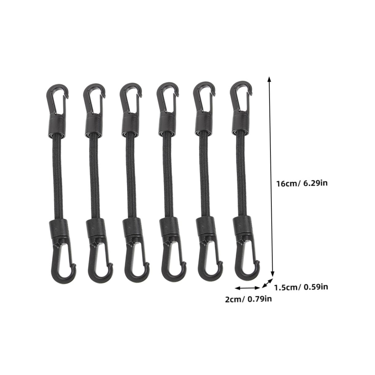 ibasenice 6-Pack Heavy Duty Elastic Cord Hooks for Tarps Outdoor Tie Downs Camping Boating