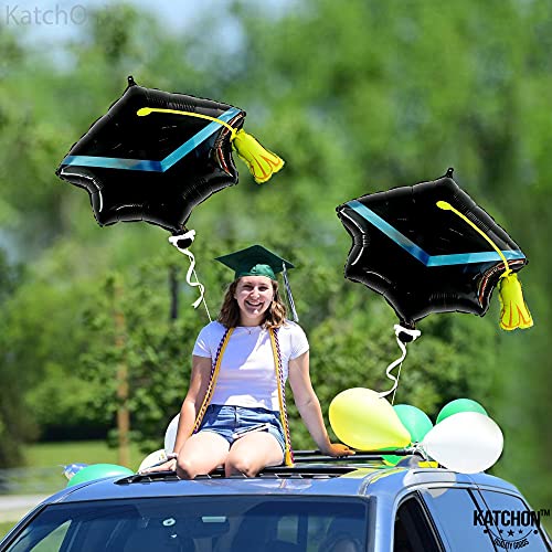 Image of Graduation Decorations 2026 | Graduation Cap Balloons - Big, 22 Inch, Pack of 2 | Graduation Hat Balloon, Graduation Balloons 2026 | Grad Balloons for Graduation Cap Decorations, KatchOn