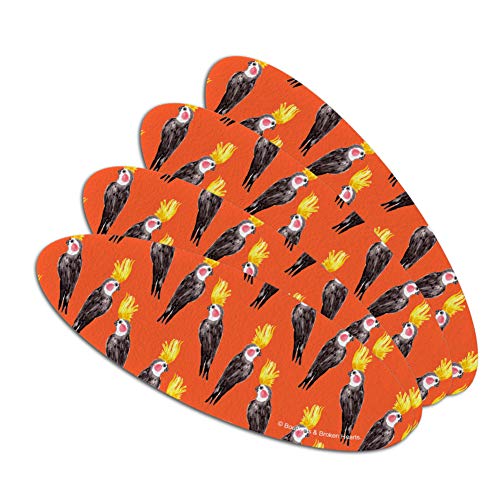 Fancy Cockatiels Birds Pattern Double-Sided Oval Nail File Emery Board Set 4 Pack