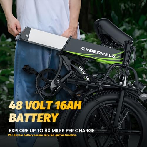 Image of 1000W Folding Electric Bike, 48V 20.8AH Large Removable Battery E-Bike, 30+MPH, 80 Miles Max Range, 20 inch Fat Tire Electric Bike for Adults, Adult Electric Bicycles for Commute