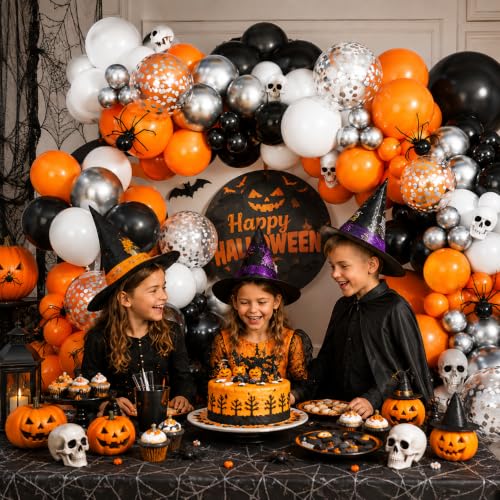 Image of Orange Black Halloween Balloon Garland Arch Kit Halloween Party Decorations