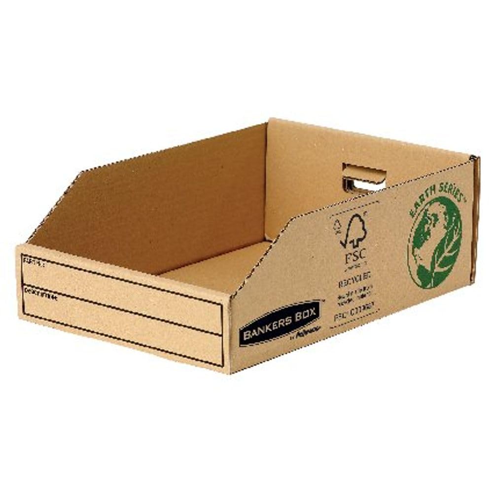 Bankers Box by Fellowes Earth Series Parts Bin Corrugated Board Packed Flat W200xD280xH102mm Ref 07355 [Pack 50]