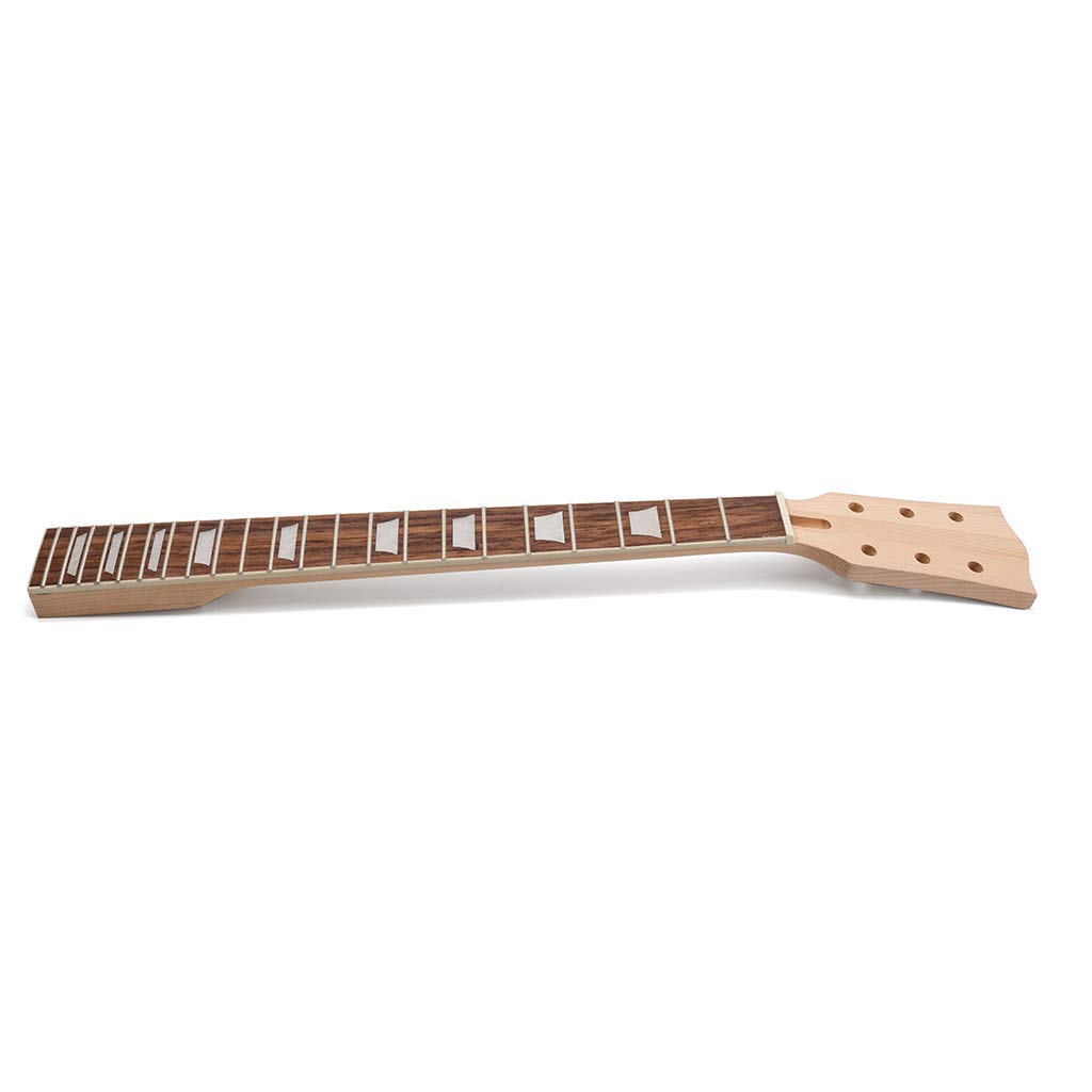 Alnicov - Manico di ricambio per chitarra, fai da te, 22 tasti, in acero, con tastiera in palissandro, intarsi trapezoidali bianchi, ricambio per chitarre Gibson LP