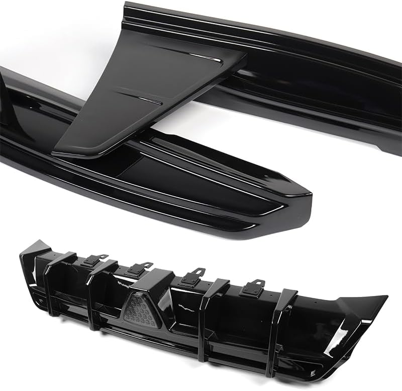 Painted Black Rear Bumper Diffuser Spoiler Lip W/Smoke LED Light Fit for Toyota Camry SE XSE 2019 2020 2021 2022 2023 2024