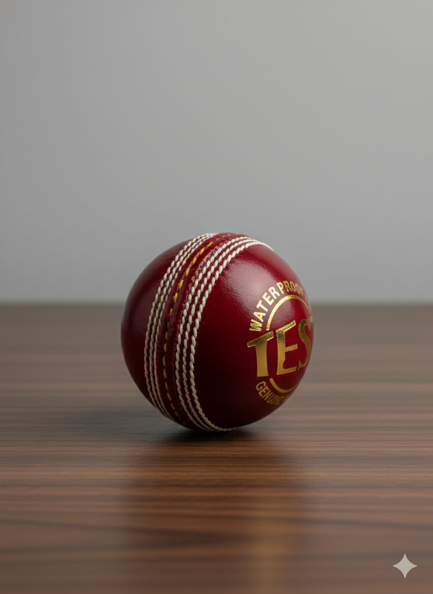 Test Professional Grade Leather Cricket Ball, Red, Genuine Alum-Hide, Waterproof, 2 Piece Hand-Stitched, Club Match-picture-16