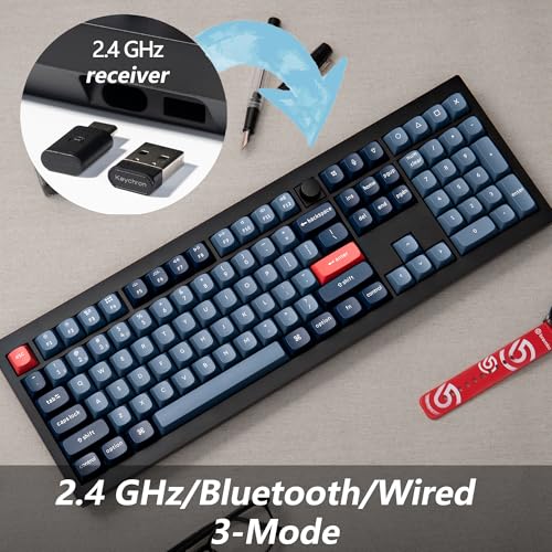 Image of Keychron V6 Max Wireless Custom Knob Mechanical Keyboard, QMK /VIA Programmable Full Size Bluetooth 5.1 /2.4 GHz /Wired RGB with Hot-swappable Gateron Jupiter Red Switch Compatible with Mac Windows Linux