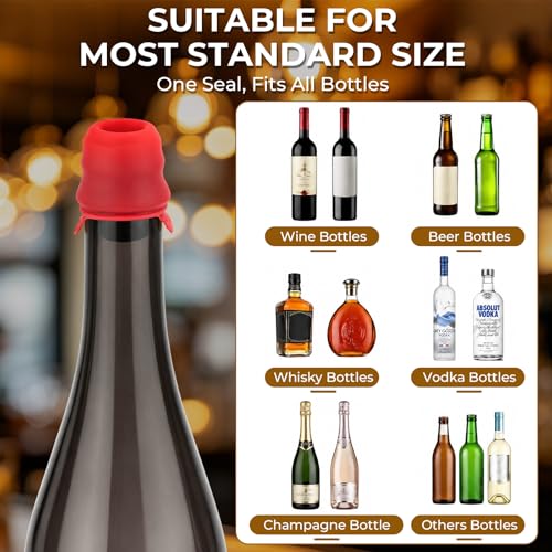 Bouchons de bouteille de vin en silicone (Lot de 4) réutilisables pour verre et bière