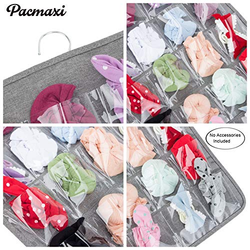 PACMAXI Baby Girl Headbands and Bows Storage Organizer, Newborn Headbands Hanging Holder, Baby Elastic Knotted Headbands Display Stand, 20 Pockets. (Not Include Any Accessories) (Grey) - Image 4