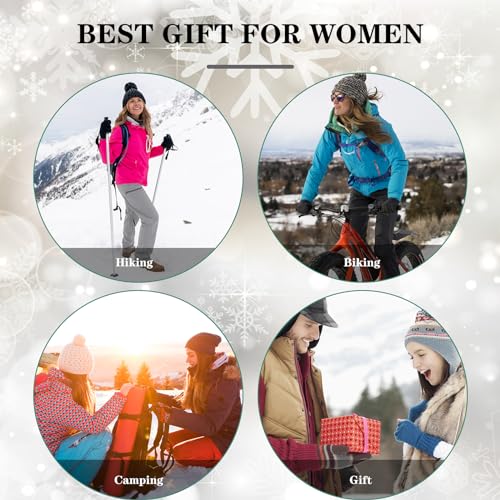 Image of FENELY Women's Knitted Warm Beanie Winter Hat, Warm Chunky Snow Hat with Pompom