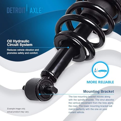 Image of Detroit Axle - Struts Shock Kit for Chevy GMC Suburban Yukon XL 1500 Tahoe | Avalanche Cadillac Escalade ESV EXT [w /o Electronic Suspension] 2 Front Struts 2 Rear Shock Absorbers Replacement Ready Strut