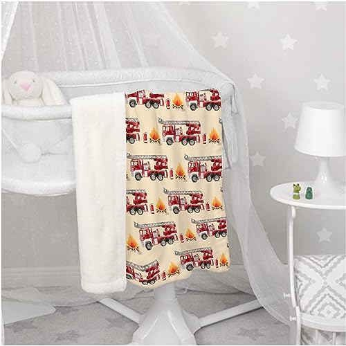 Image of Fire Truck Fireman Baby Blanket Gifts Super Soft Swaddle Newborn Cozy Baby Receiving Blanket Stroller Throw Blanket for Crib 40x30 in forBaby /Puppy