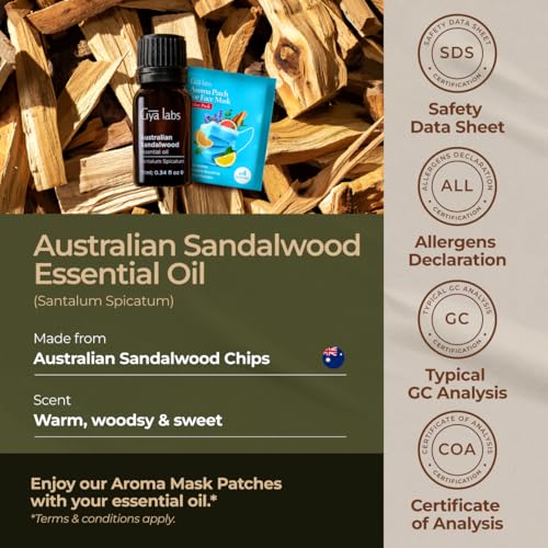 Image of 100% Pure Australian Sandalwood Essential Oil - 0.34 Fl Oz - Australian Sandalwood Oil for Hair, Skin, Diffuser, Aromatherapy & DIY Candle Making Scent