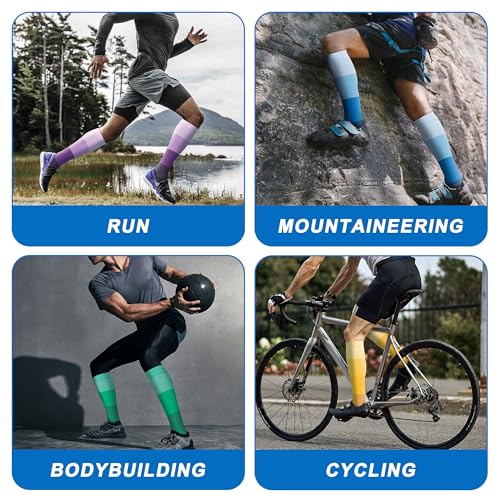 Image of fenglaoda 8 Pairs Compression Socks for Men & Women 20-30 mmHg Knee High Nurse Pregnant Running Medical and Travel Athletic