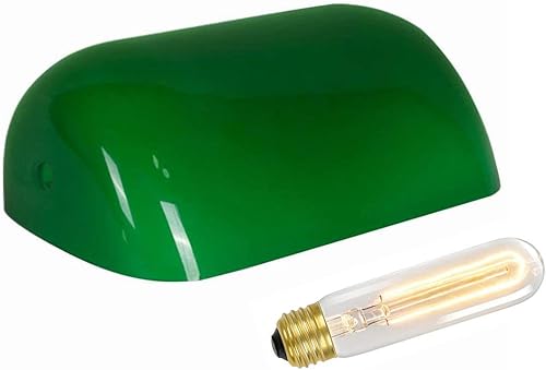 B&P Lamp® Lámpara de cristal verde cubierta de los banqueros del reemplazo de la sombra de la lámpara o sombra de la farmacia con el bulbo