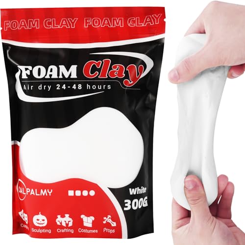 Image of CALPALMY Moldable Foam Clay - 300g High Density Air Dry Clay for Intricate Designs, Cosplay, Crafting, and Artistic Projects - Cutting with a Knife or Rotary Tool, Sanding or Shaping (White)
