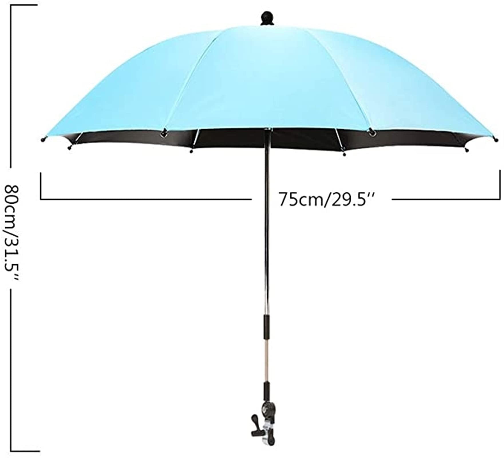 Sombrilla Universal Para Cochecitos Y Sillas De Paseo Sombrilla Para Cochecito De 75 Cm De Diámetro Con Protección Solar Y Protección Contra La Lluvia Protección UV 50+ Y Rotación De 360 ​​° ( Color :