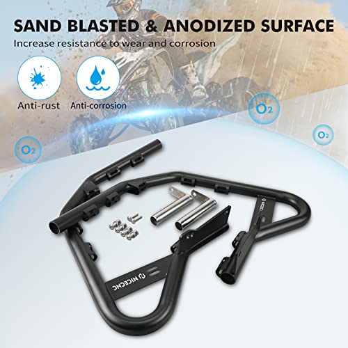Nicecnc Black Net Side Step Bars Compatible With Yamaha Raptor 700 2006-2020 2021 2022 2023 Raptor 700R 2009-2021 2022 2023 Black + Black Nets #TOP4
