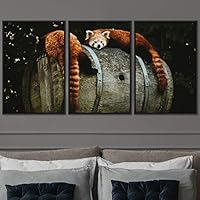 3 Piece Framed Canvas Wall Art Firefox Rustic Urban Canvas Prints Home Artwork Decoration for Living Room,Bedroom - 16