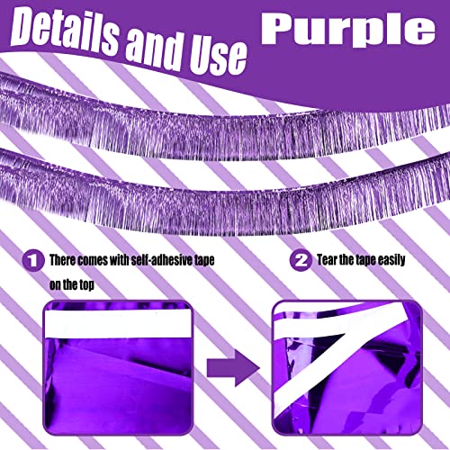 Image of 6 Pack 10 Feet Foil Fringe Garland Metallic Tinsel Streamers Banner Wall Hanging Backdrop Banner for Parade Floats, Thanksgiving, Christmas, Birthday, Halloween Party Decorations(Light Purple)