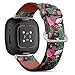 CJBROES Replacement Leather Watch Band, Compatible with Fitbit Versa 3 and Fitbit Sense of Wristband Bracelet Accessory - Stylish Botanical