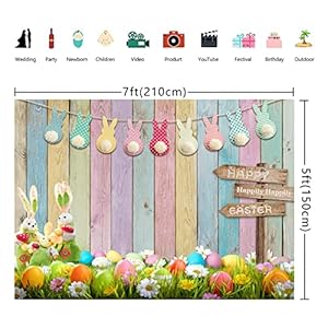 WOLADA 7x5FT Spring Easter Backdrop Happy Easter Colorful Wood Photography Backdrops Easter Theme Photography Backdrop Bunny Rabbit Colorful Eggs Grass Floral Baby Kids Party Decor 12394 WOLADA 7x5FT Spring Easter Backdrop Happy Easter Colorful Wood Photography Backdrops Easter Theme Photography Backdrop Bunny Rabbit Colorful Eggs Grass Floral Baby Kids Party Decor 12394