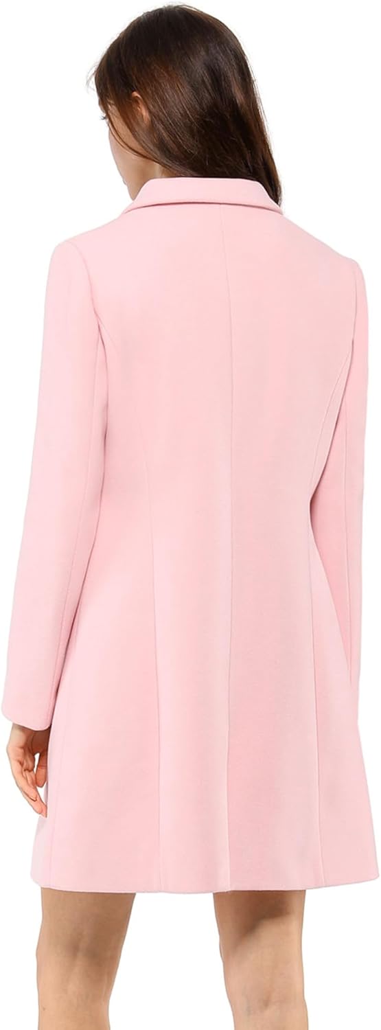 Rear View of Allegra K Pink Long Coat