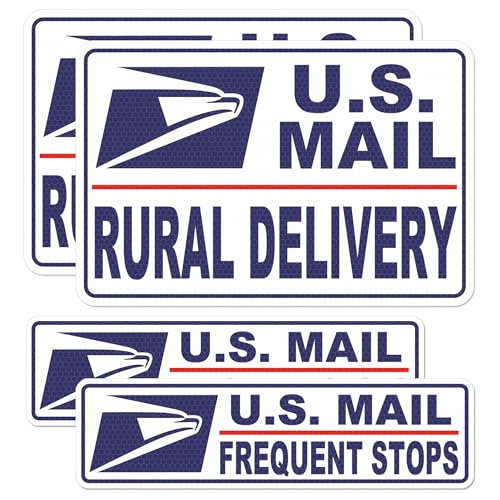 Image of 4 Pack Reflective Mail Delivery Driver Car Magnets Rural Delivery Carrier Magnetic Signs Caution Frequent Stops Delivery Driver Automotive Magnet Decal Waterproof Magnetic Bumper Stickers