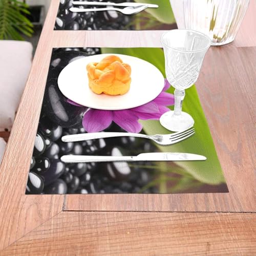 Sets de table antidérapants PVC motif fleur violette pour repas zen - 7