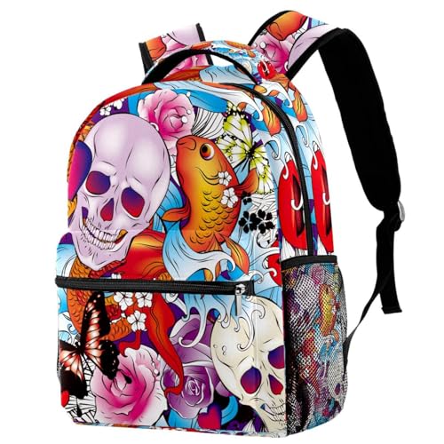 Sac à dos portable tête de mort papillon avec bretelles confort de voyage