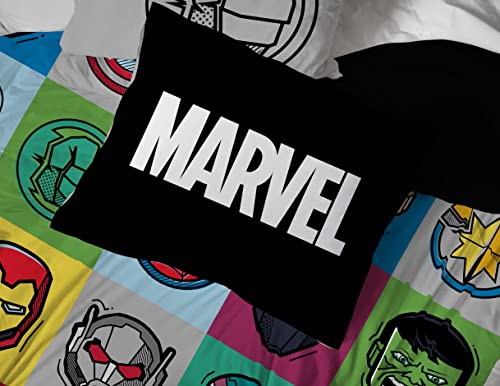 Image of Marvel Avengers Full Size Comforter Set 7 Piece Kids Bedding, Multi | Iron Man Hulk Captain America Thor, Comforter Sheets Shams Pillowcases, Soft Microfiber, Machine Washable, Boys Gift